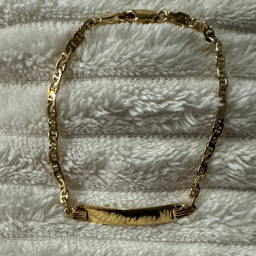 Classic .925 Italy Sterling Silver Gold-Tone ID Bracelet - Blank Bar